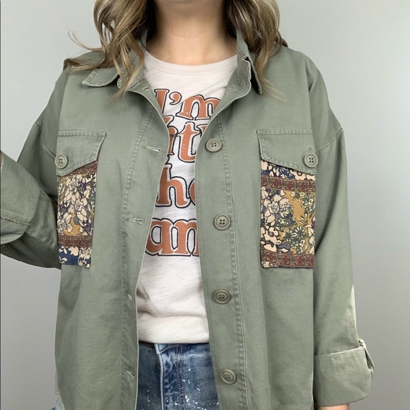 Field Of Flowers Utility Jacket S M Green - Picture 7 of 7